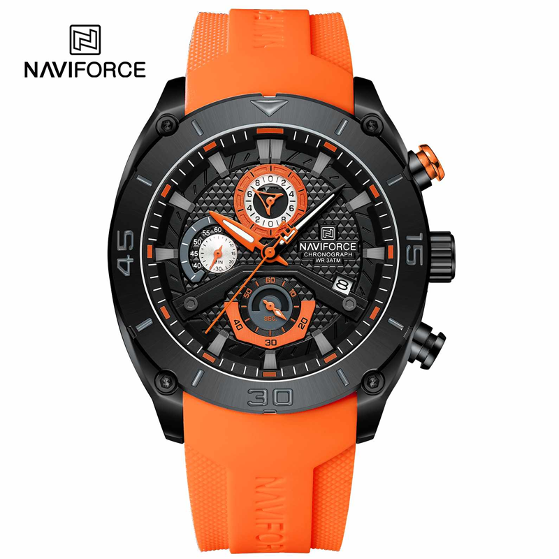 Naviforce 8038 Quartz Chronograph, Waterproof, Durable, Military Style Wristwatch (Orange)